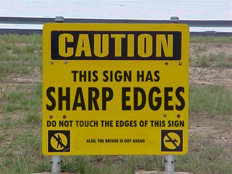 Yellow Caution Sign — Cautionary, Photograph