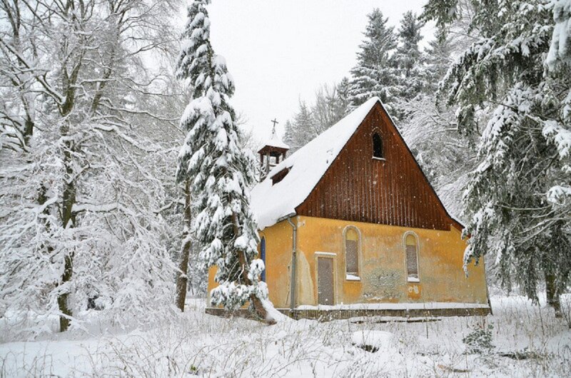Yellow Chapel in Snow