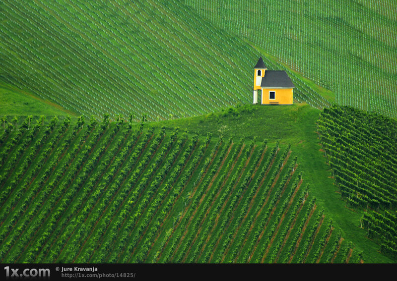 Yellow Chapel on Hill — Green