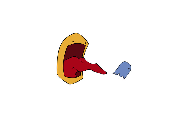 Yellow Character Eating Ghost