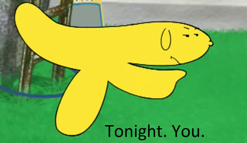 yellow character on grass