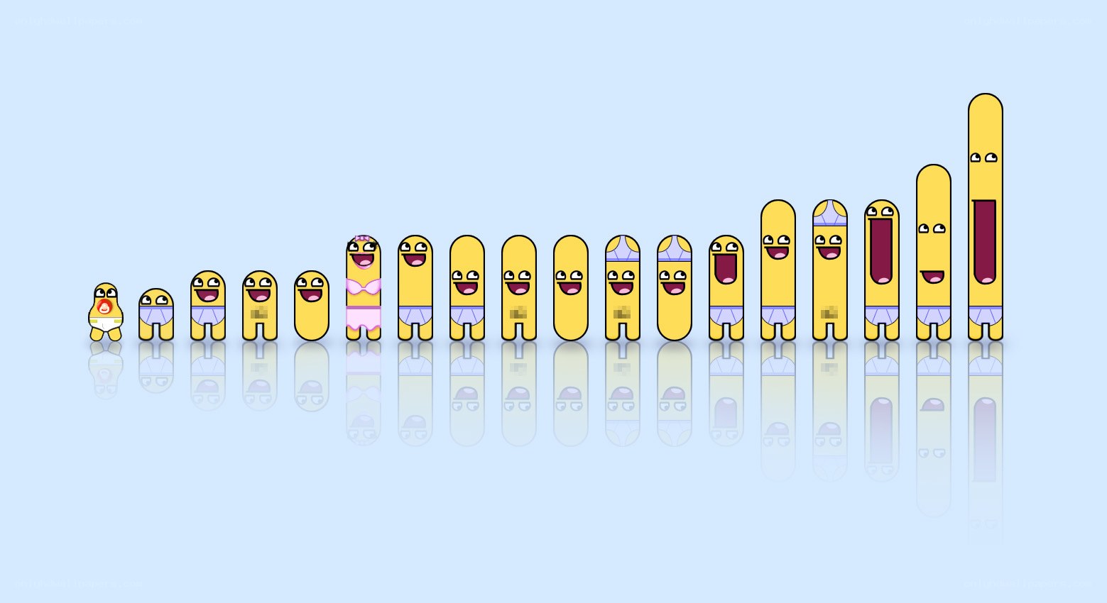 Yellow characters in a row