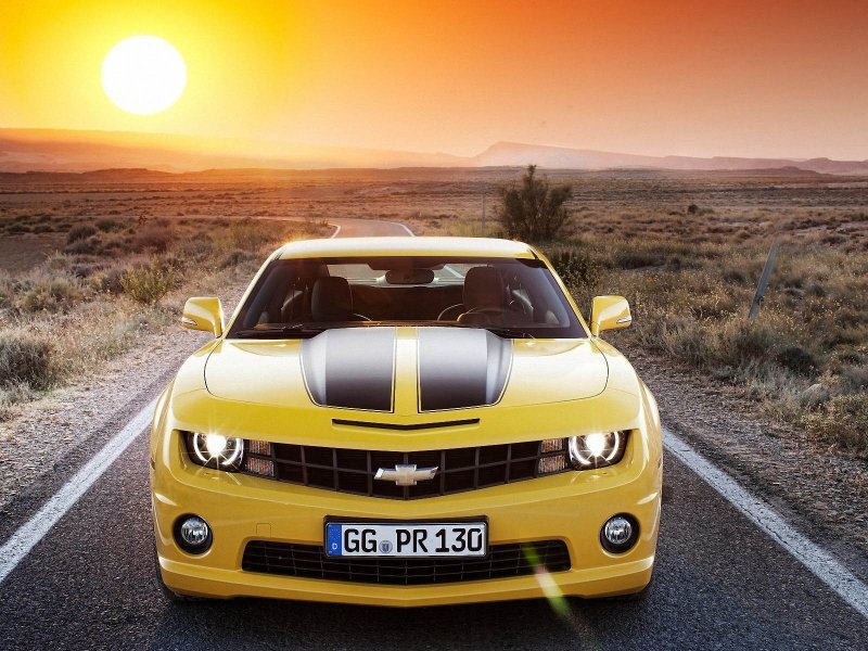 Yellow Chevrolet Camaro — Dramatic, Sunset