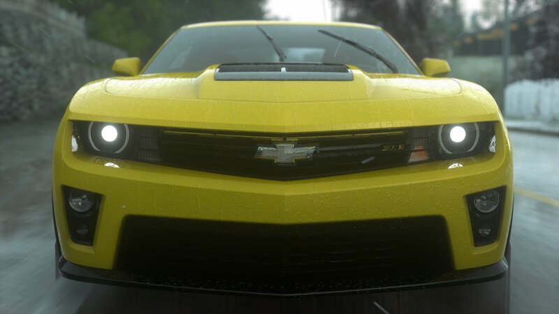 Yellow Chevrolet Camaro — Driving, 3d Render