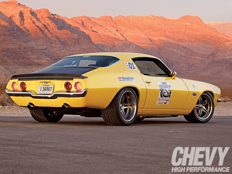 yellow chevrolet camaro in desert