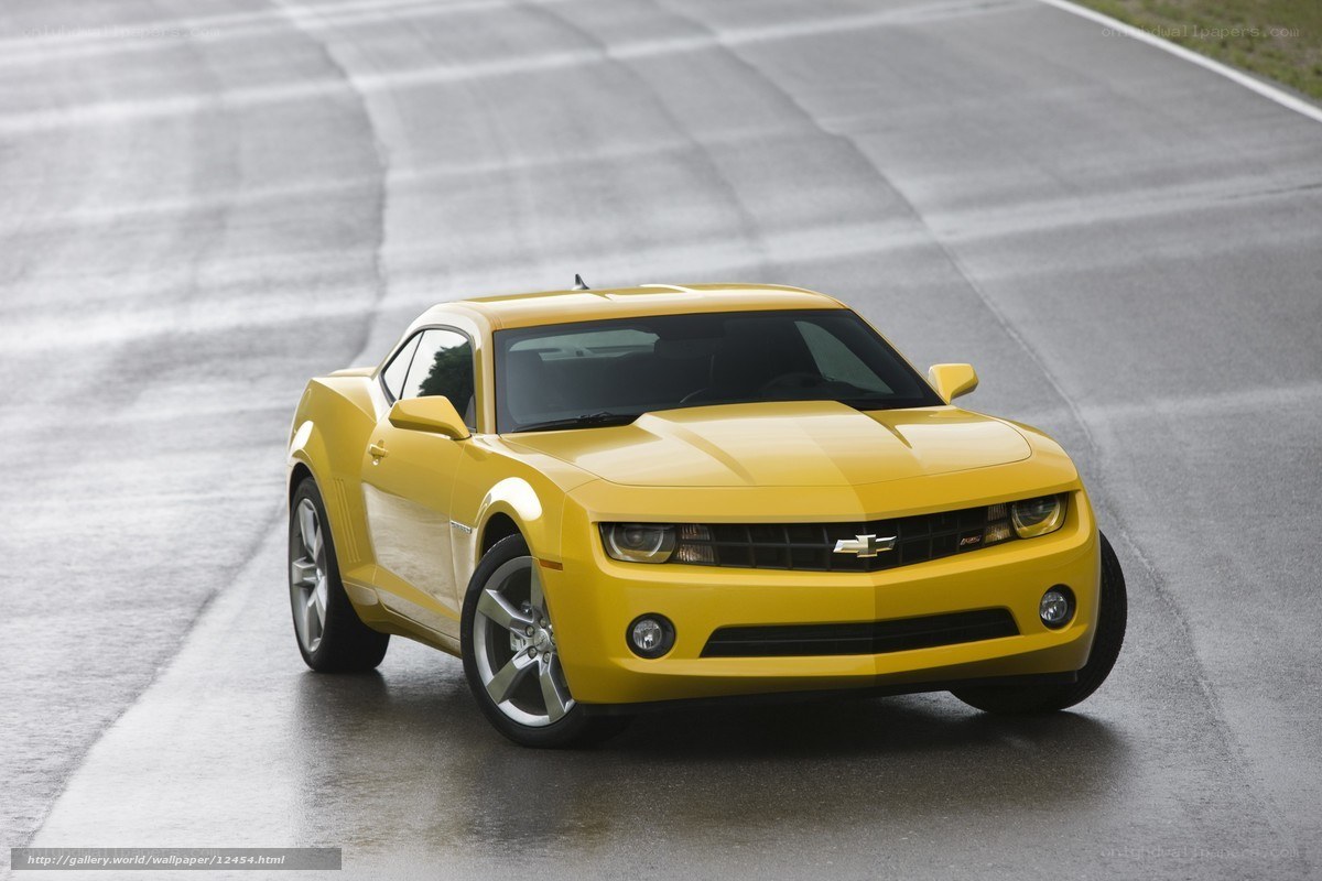 Yellow Chevrolet Camaro on track