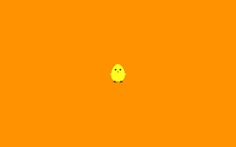 Yellow Chick on Orange — Minimalist
