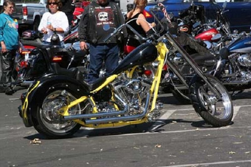 Yellow Chopper Motorcycle — Black
