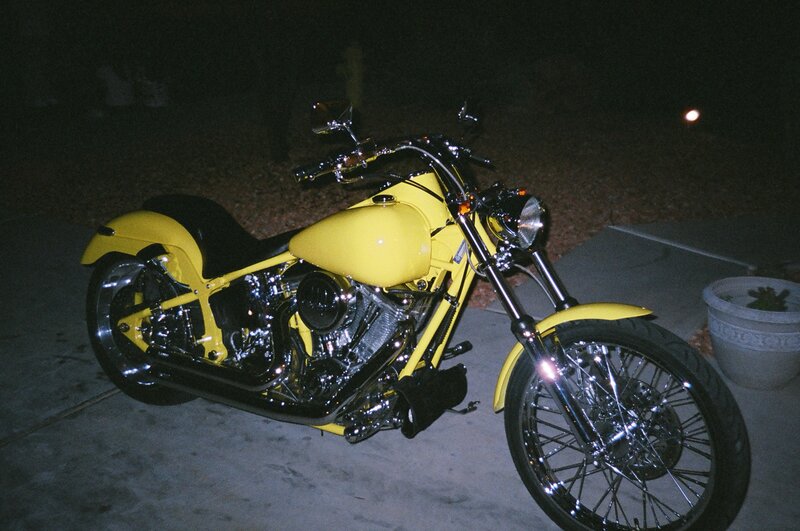 Yellow Chopper Motorcycle — Dark