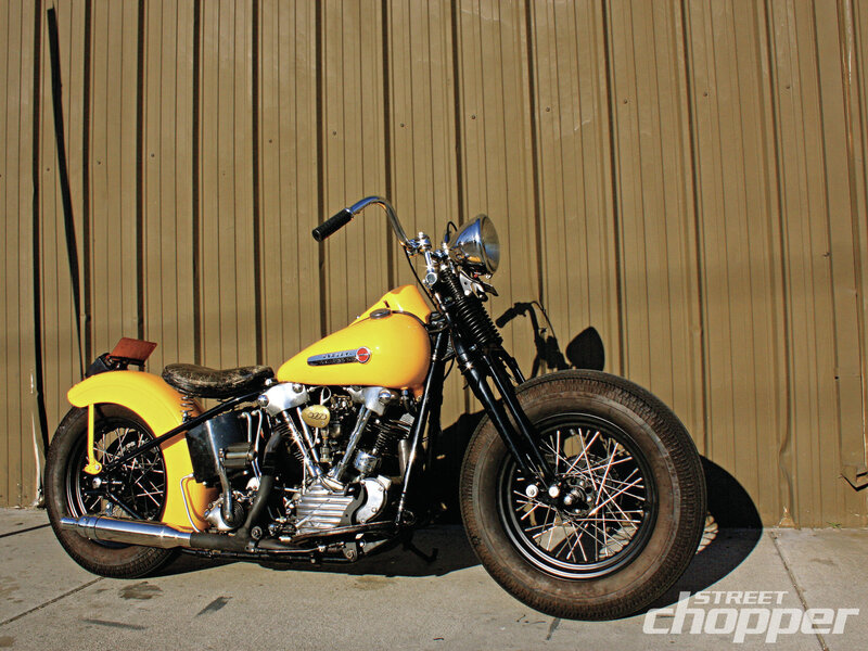 Yellow Chopper Motorcycle — Dramatic