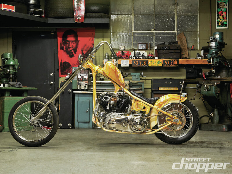 Yellow Chopper Motorcycle — Industrial