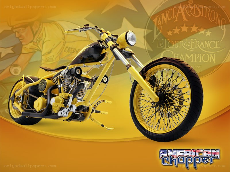 yellow chopper motorcycle