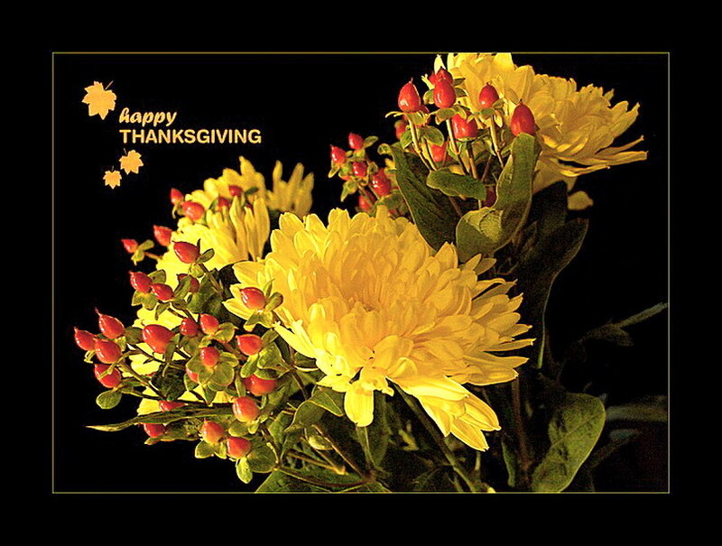 Yellow Chrysanthemums and Berries