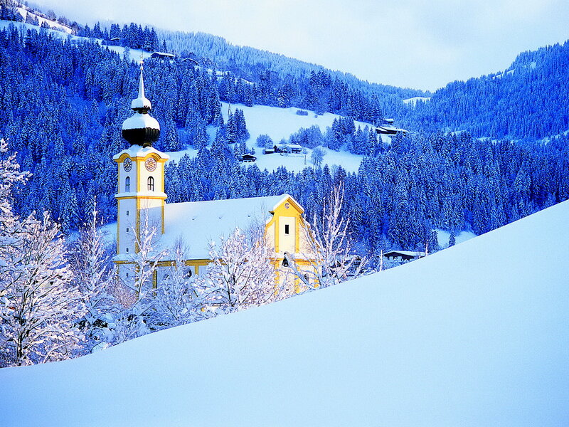 Yellow Church in Snow