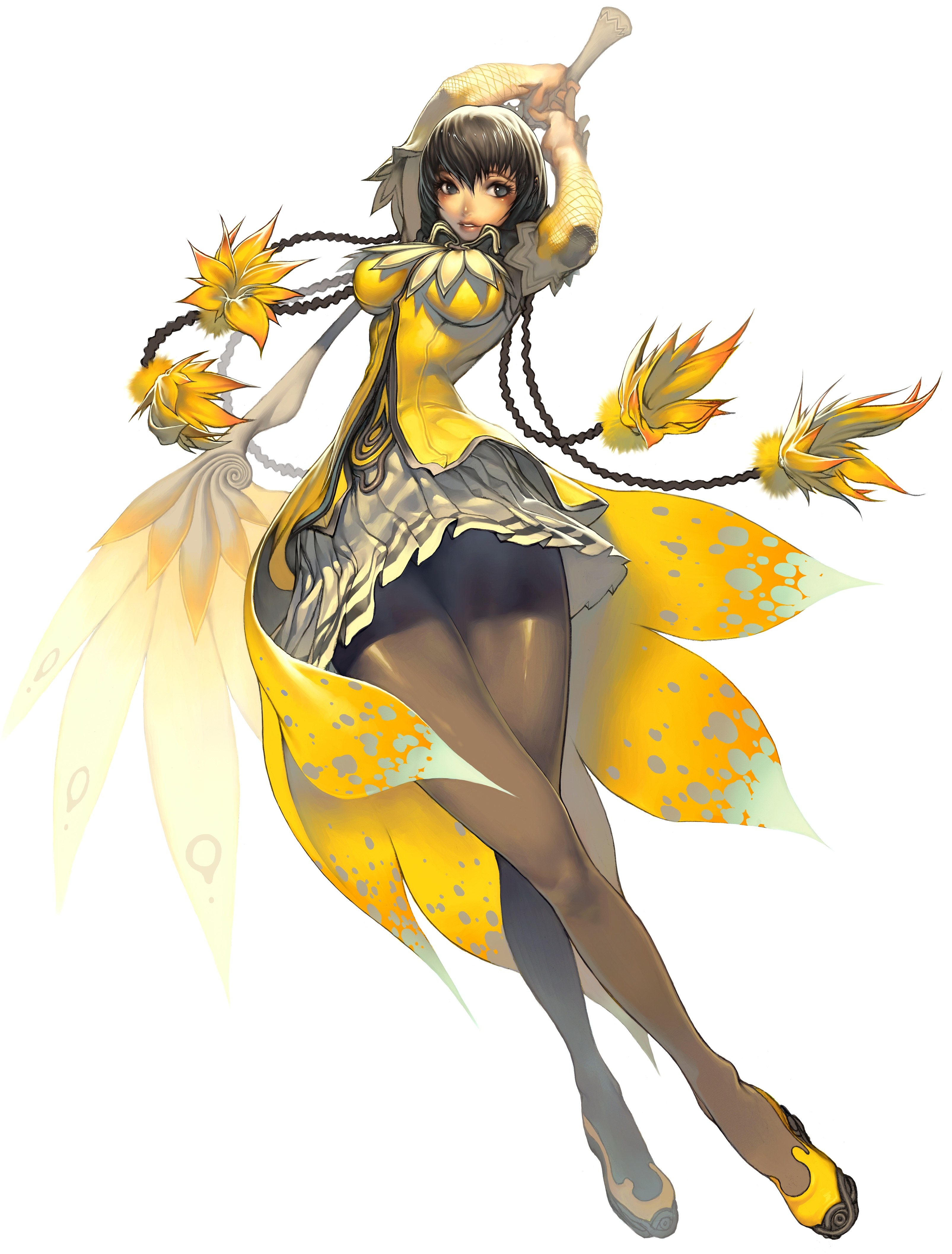 yellow-clad warrior with staff