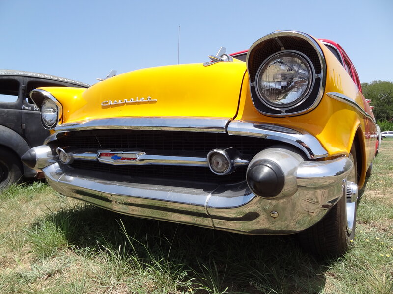 Yellow Classic Car — Bright, Afternoon, Photograph