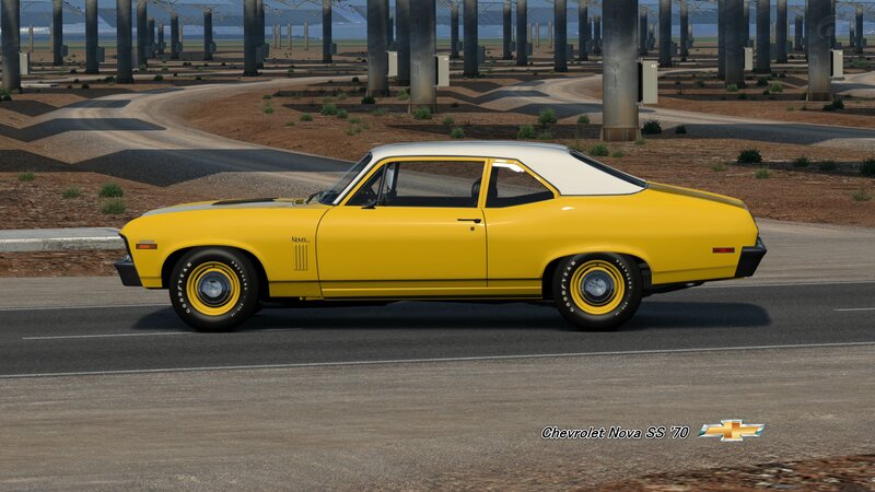 Yellow Classic Car — Calm, Afternoon, 3d Render, Road