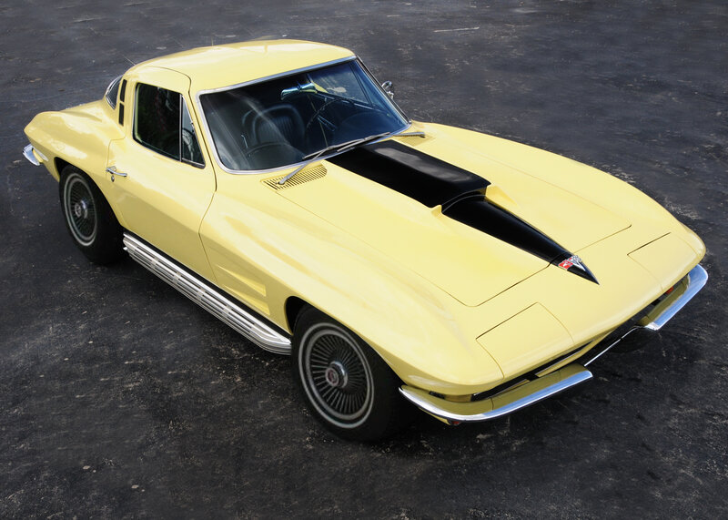 Yellow Classic Car — Calm, Afternoon, Photograph, Black Stripes