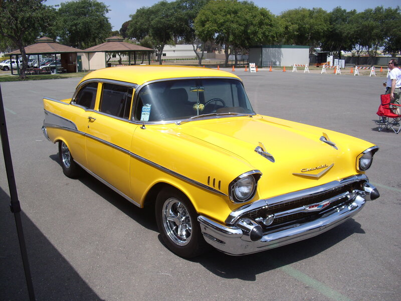 Yellow Classic Car — Calm, Afternoon, Photograph, Parking Lot
