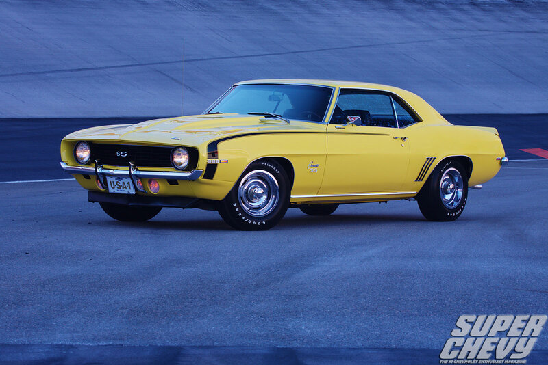 Yellow Classic Car — Dramatic, Night, Photograph, Race Track