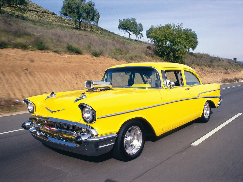 Yellow Classic Car — Dynamic, Afternoon, Photograph, Road