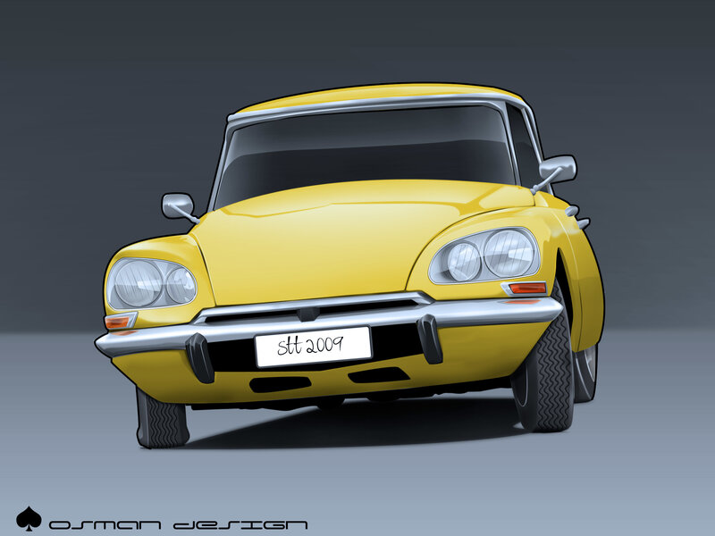 Yellow classic car illustration