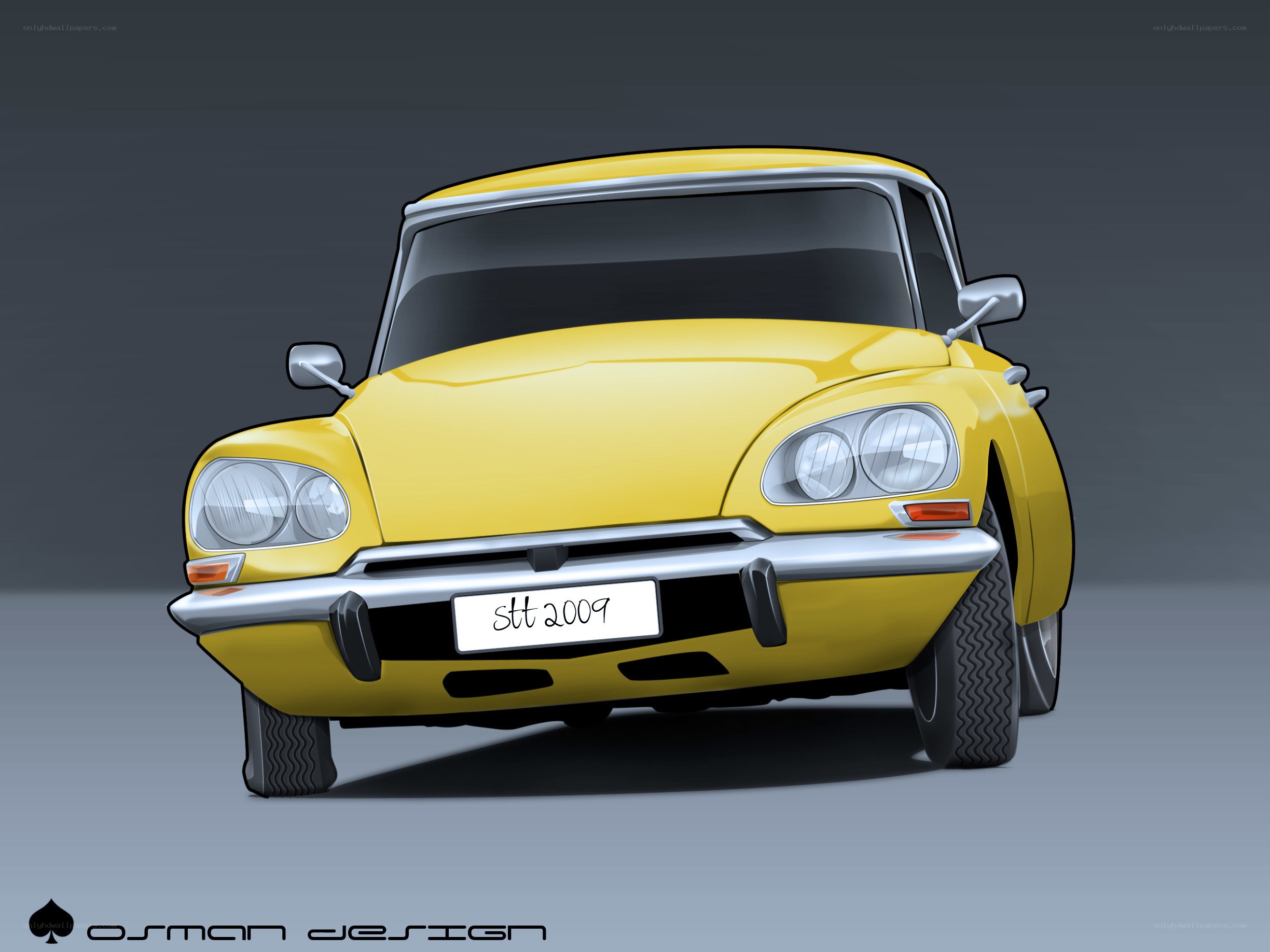 Yellow classic car illustration