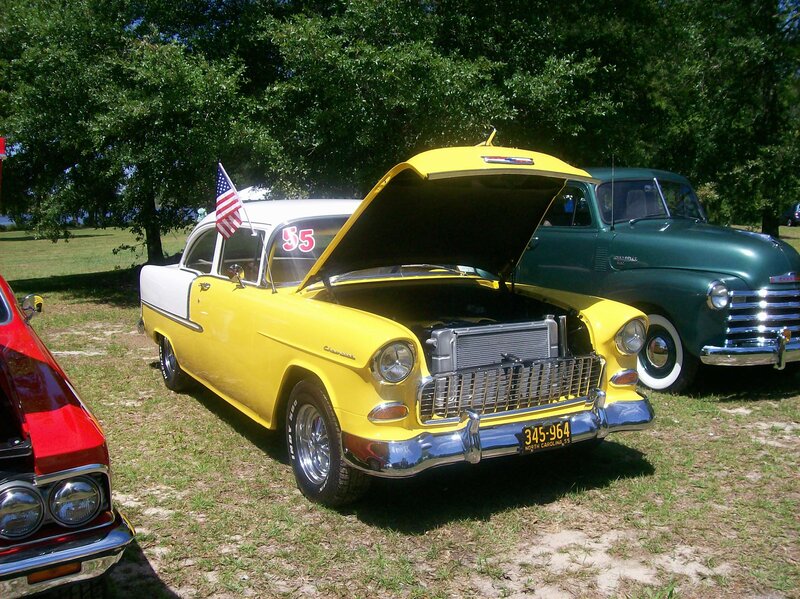 Yellow Classic Car — Outdoor, Afternoon, Photograph, Flag