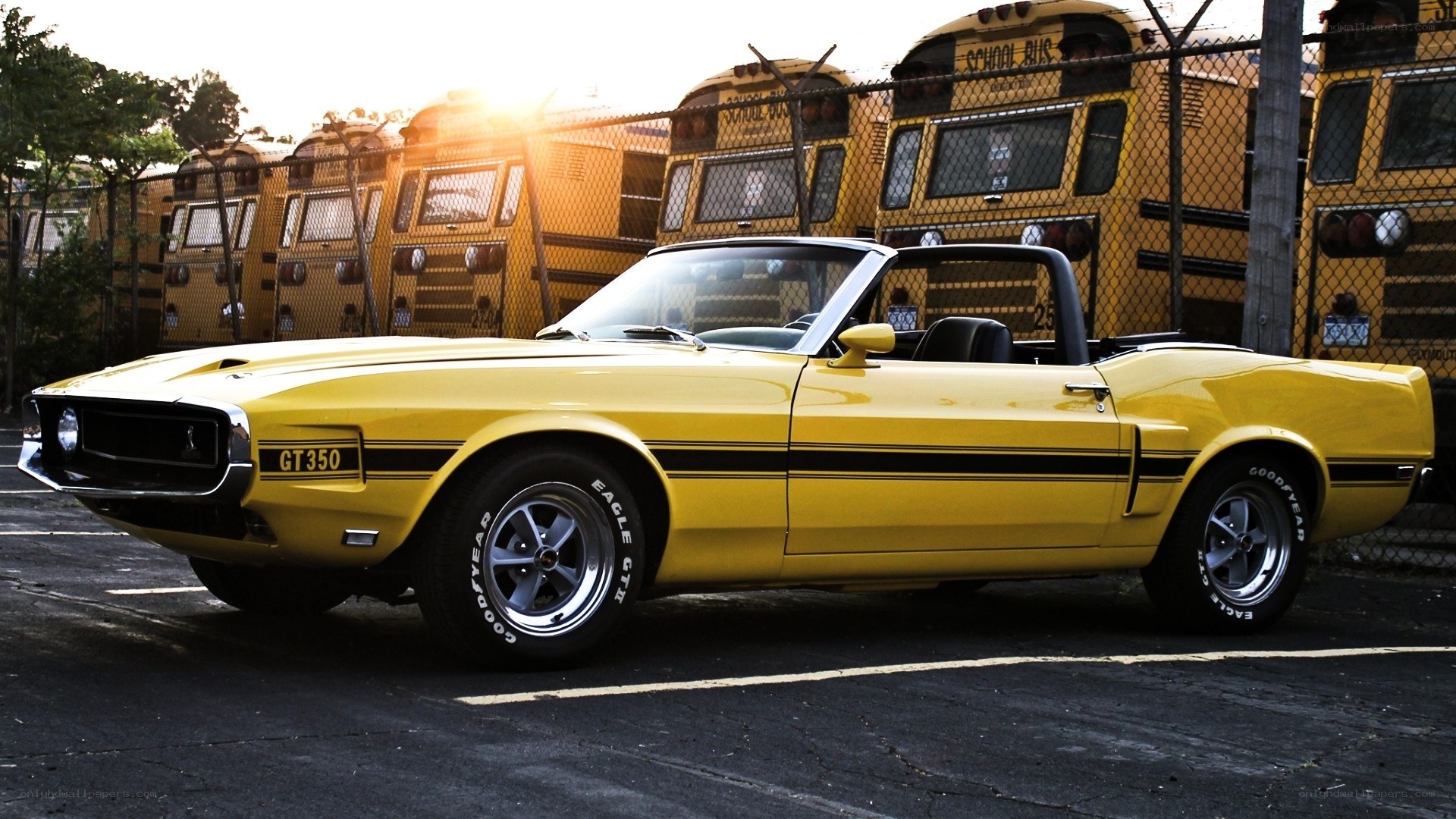 Yellow classic convertible car