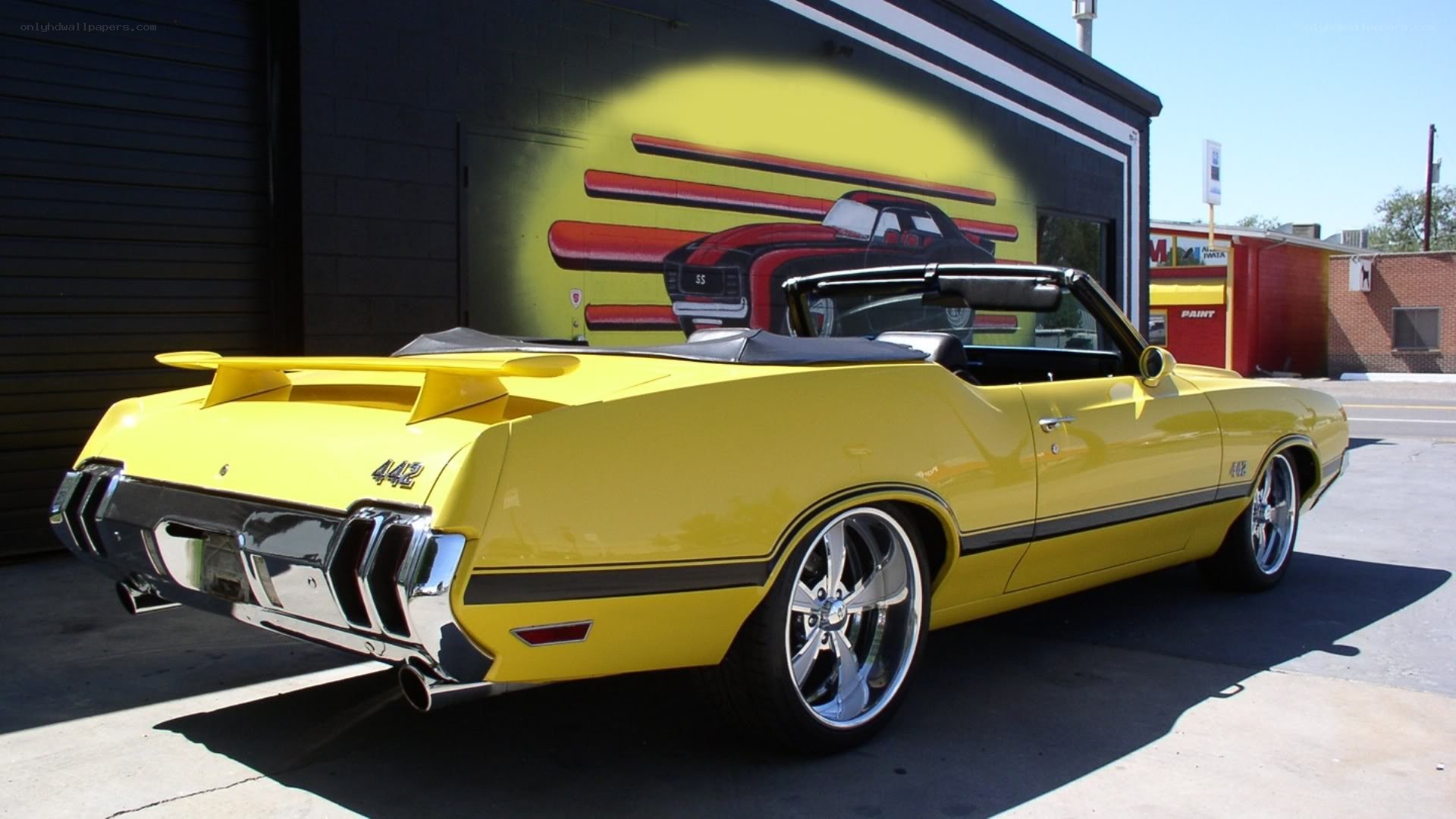 Yellow classic convertible car