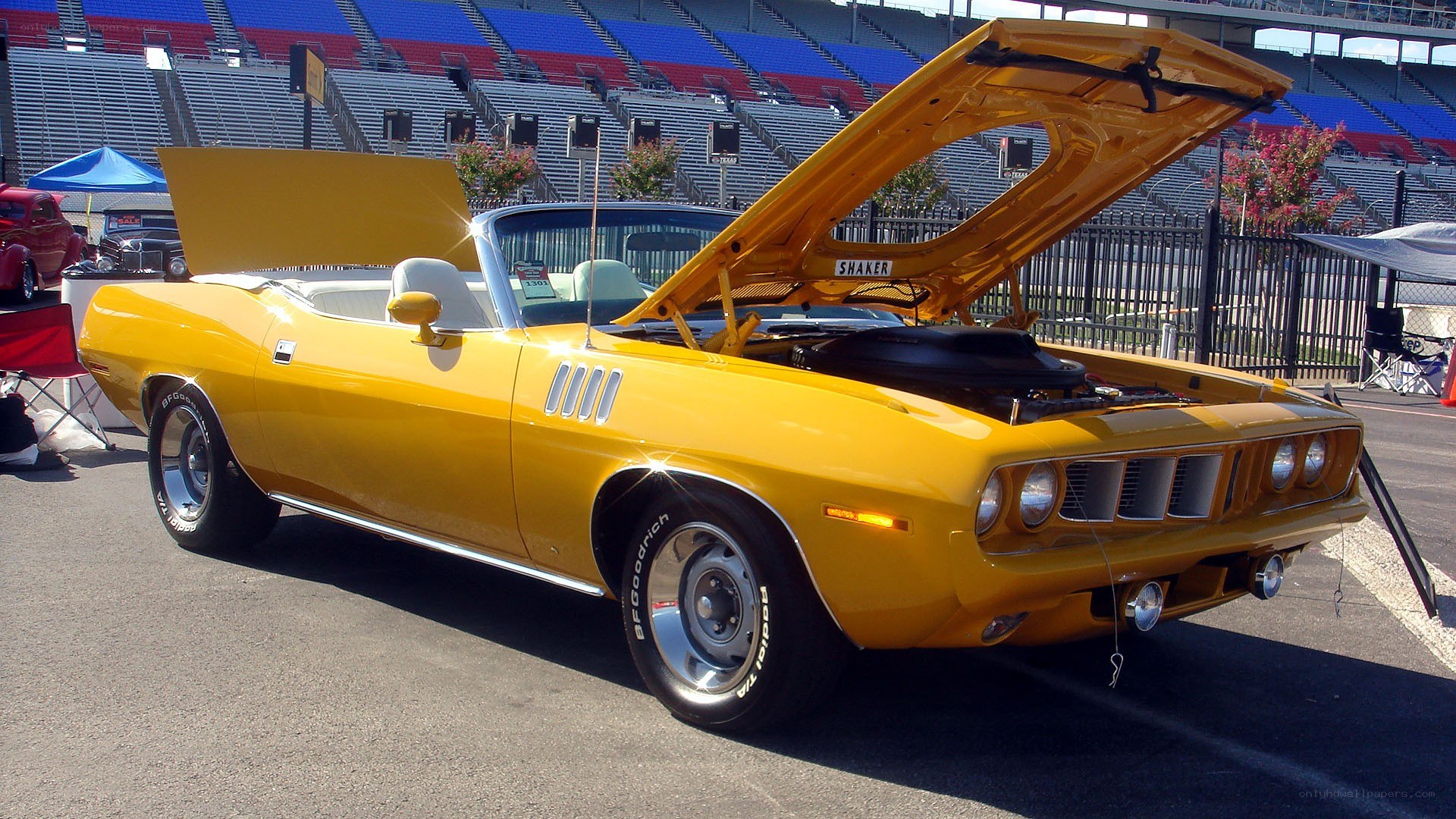 Yellow classic convertible car