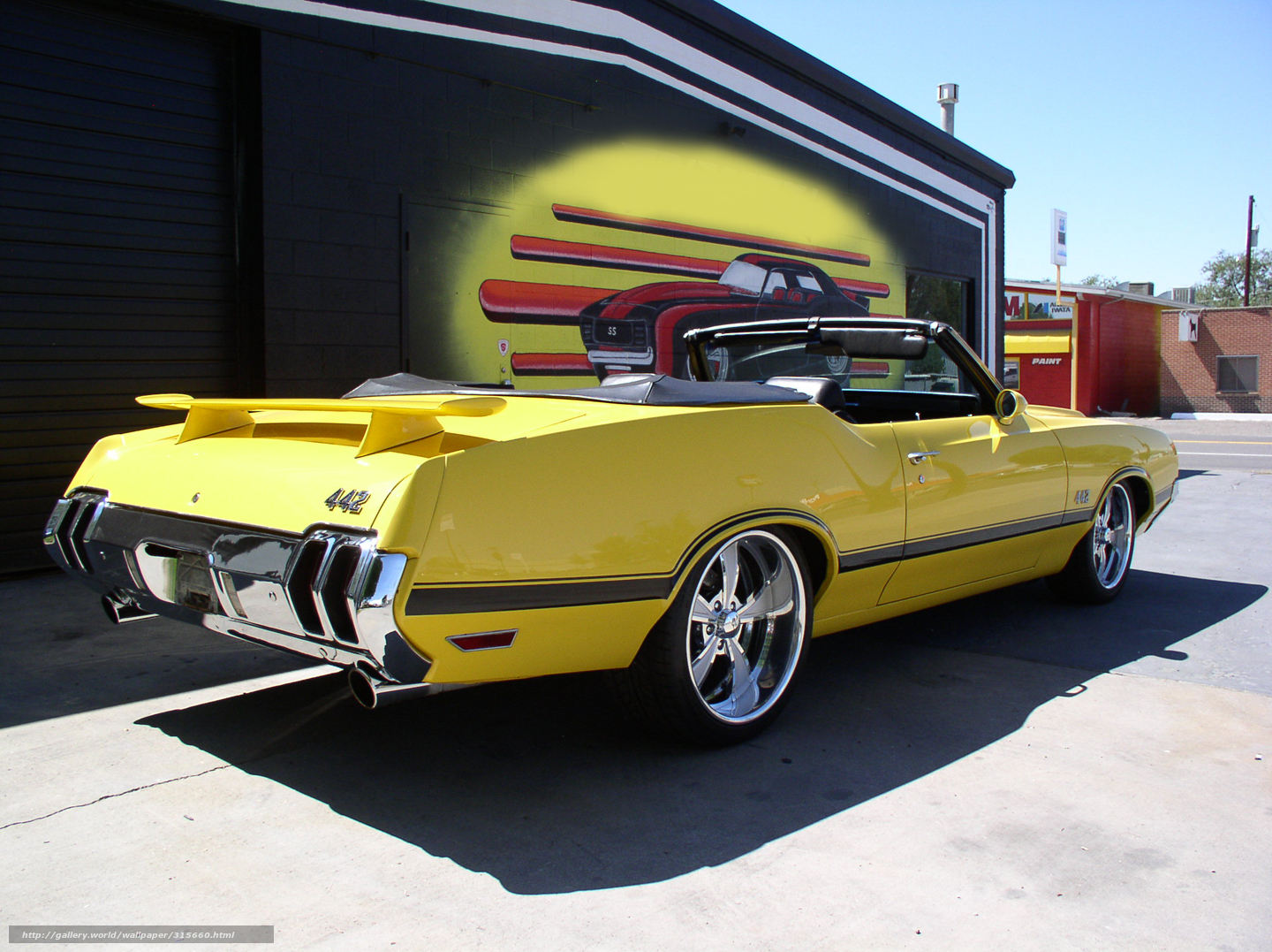 Yellow classic convertible car