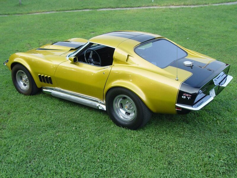 Yellow classic Corvette sports car
