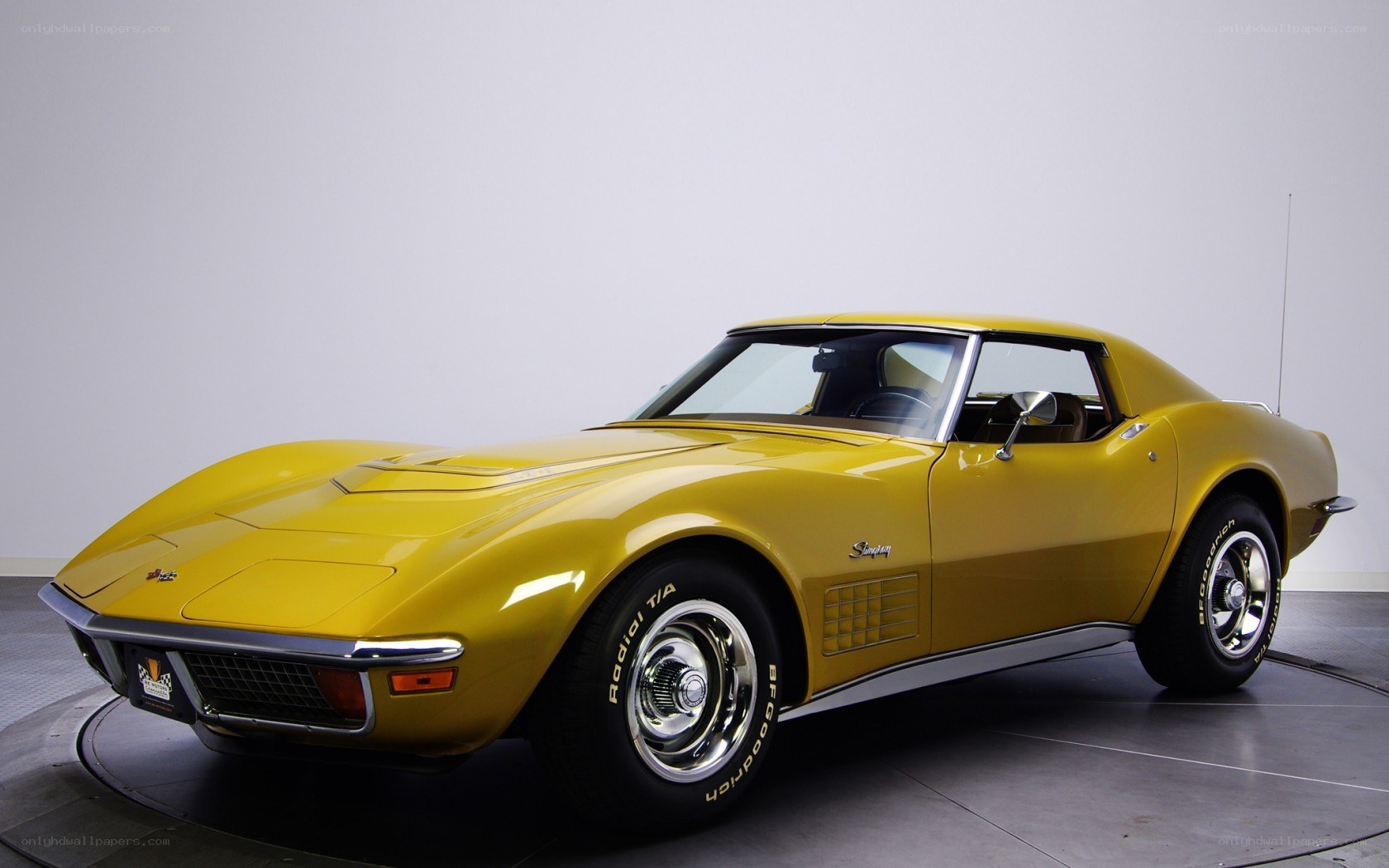 Yellow classic Corvette sports car