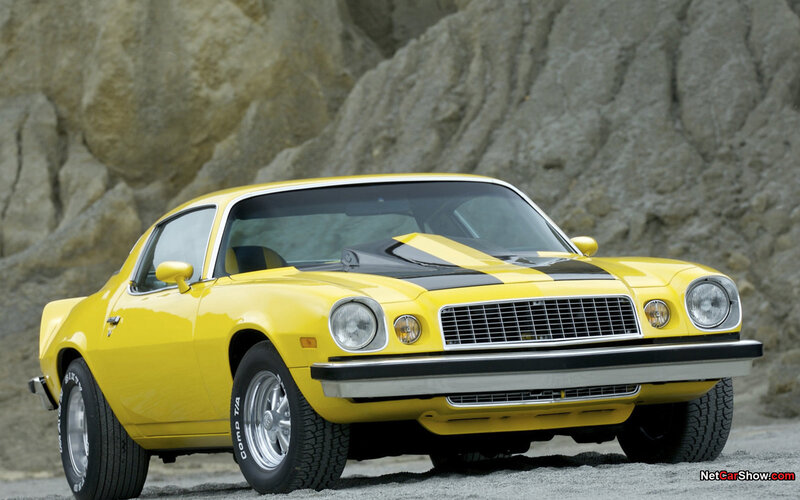 Yellow classic muscle car