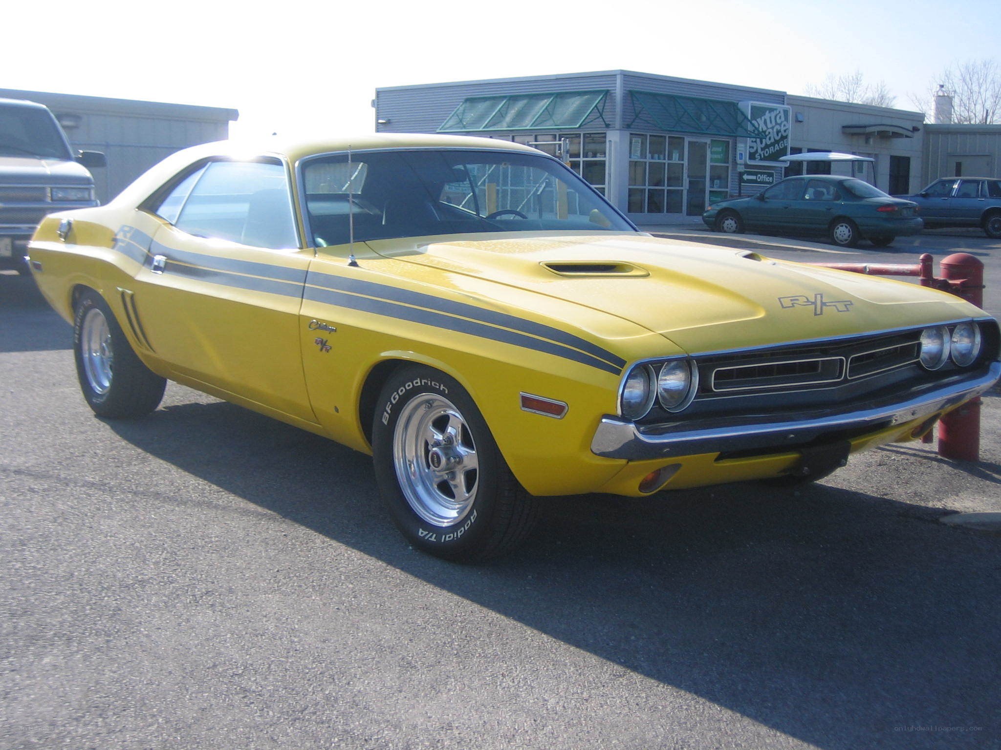 Yellow classic muscle car