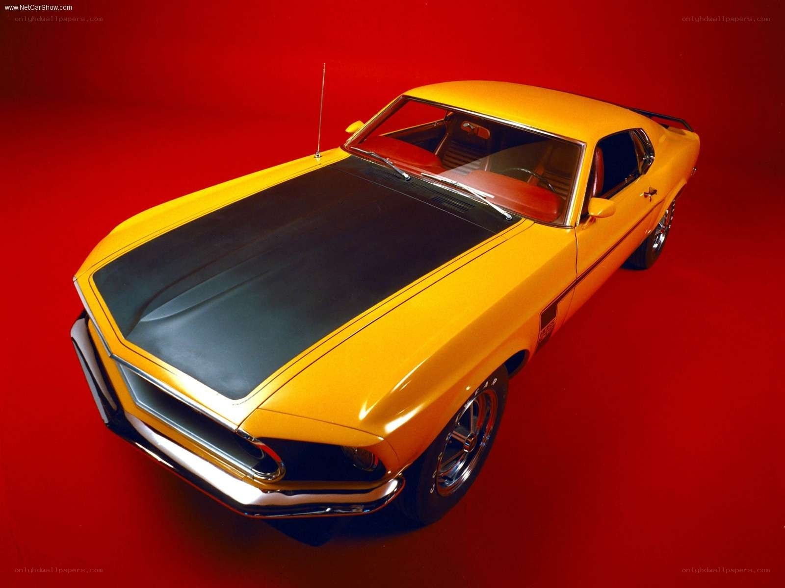 Yellow classic muscle car
