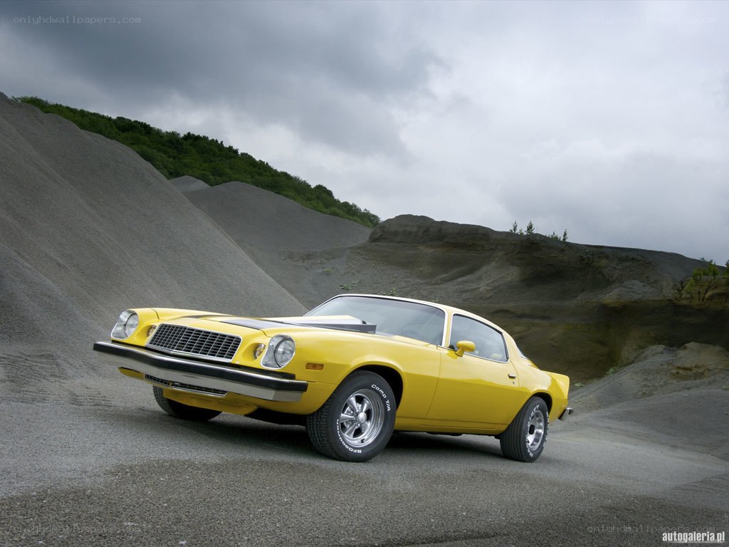 Yellow classic muscle car