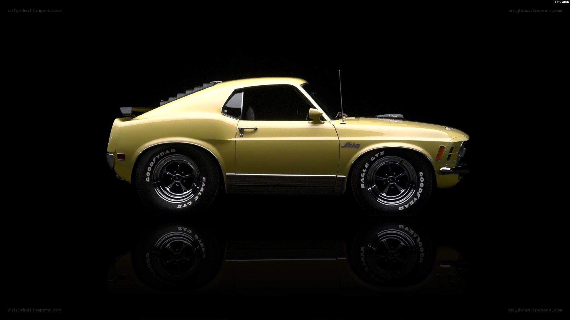 yellow classic muscle car