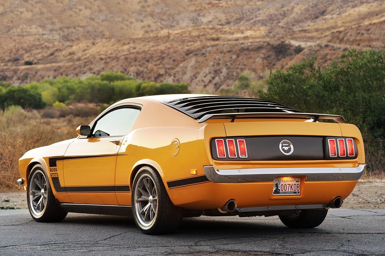 Yellow classic muscle car