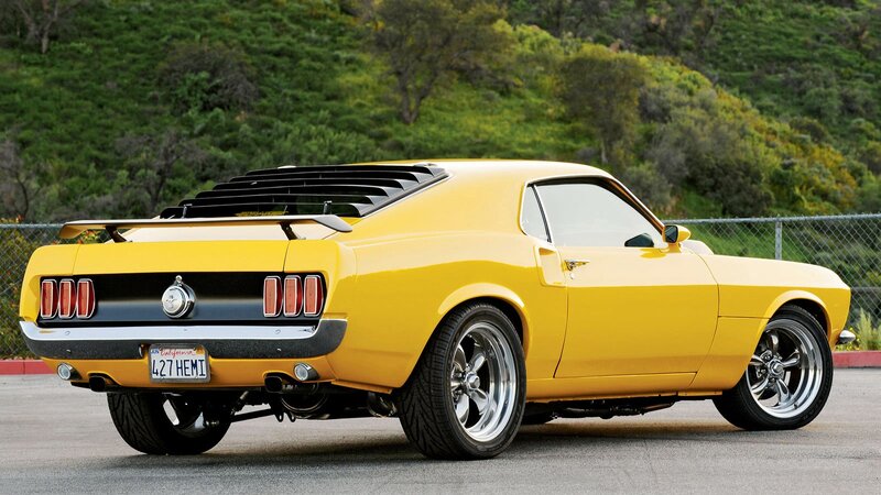Yellow classic muscle car