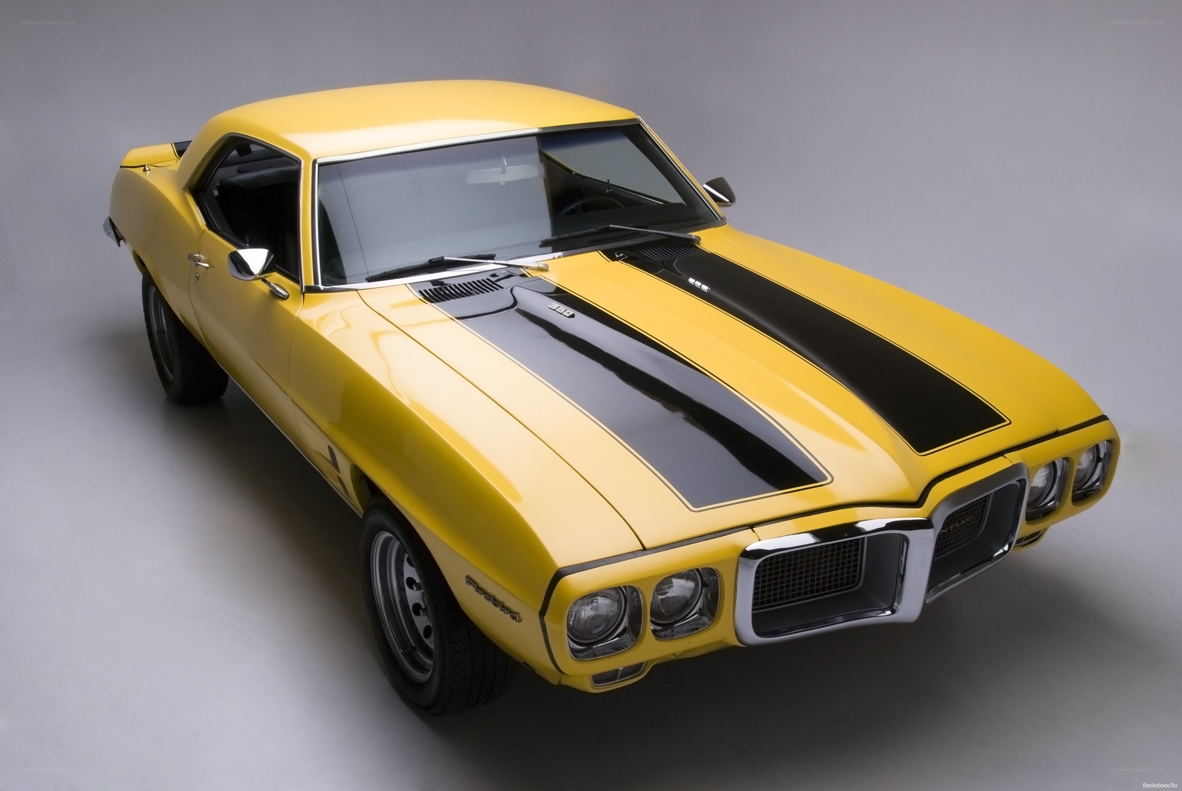 Yellow classic muscle car