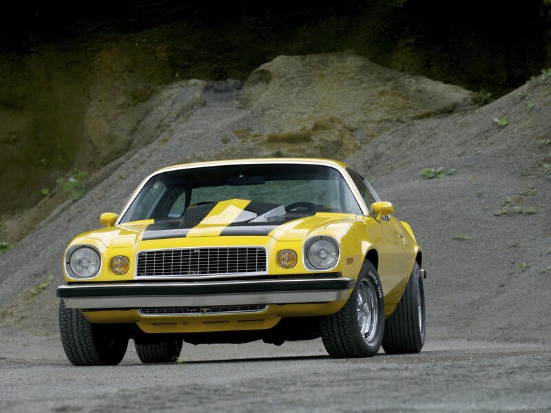 Yellow classic muscle car
