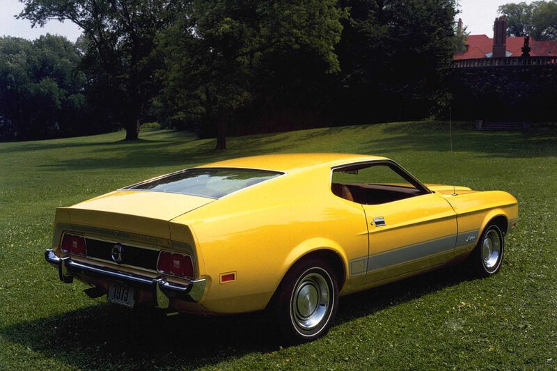 Yellow classic muscle car