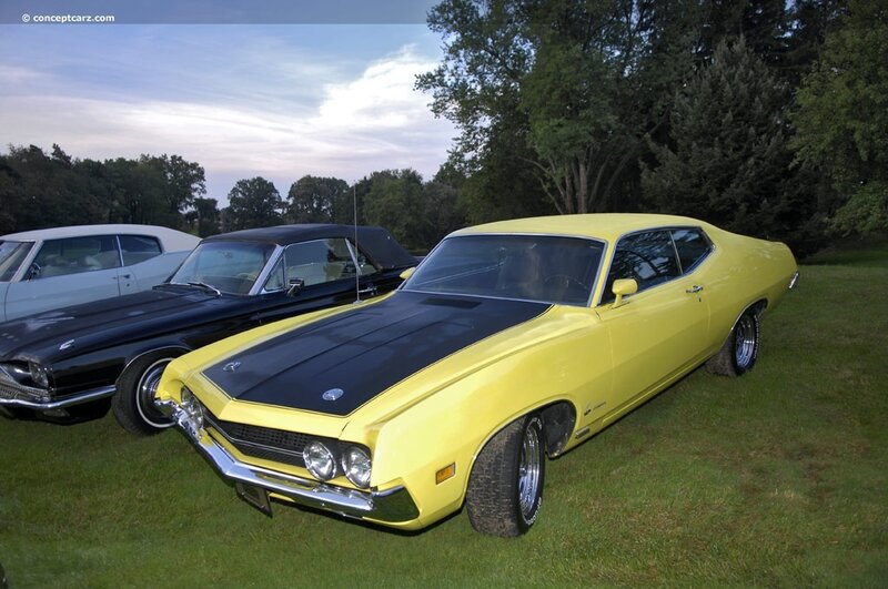 Yellow classic muscle car