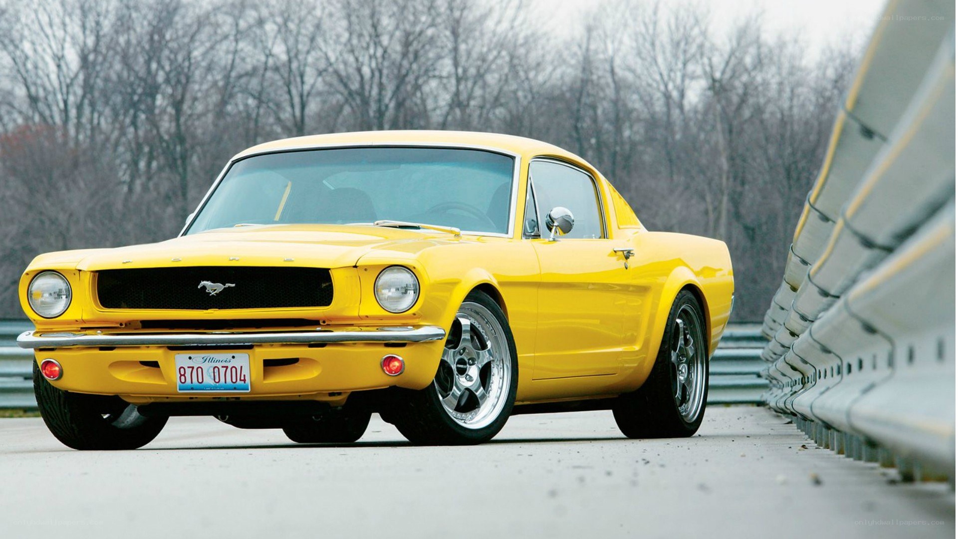 Yellow classic Mustang car
