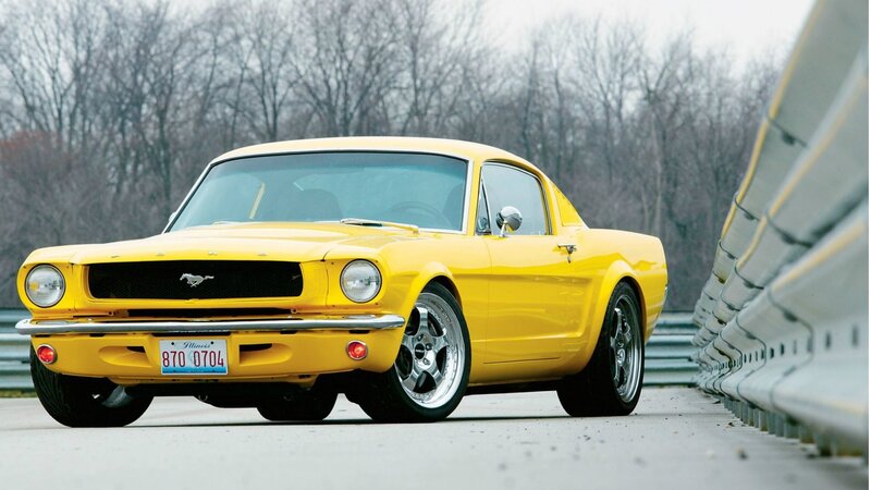Yellow classic Mustang car