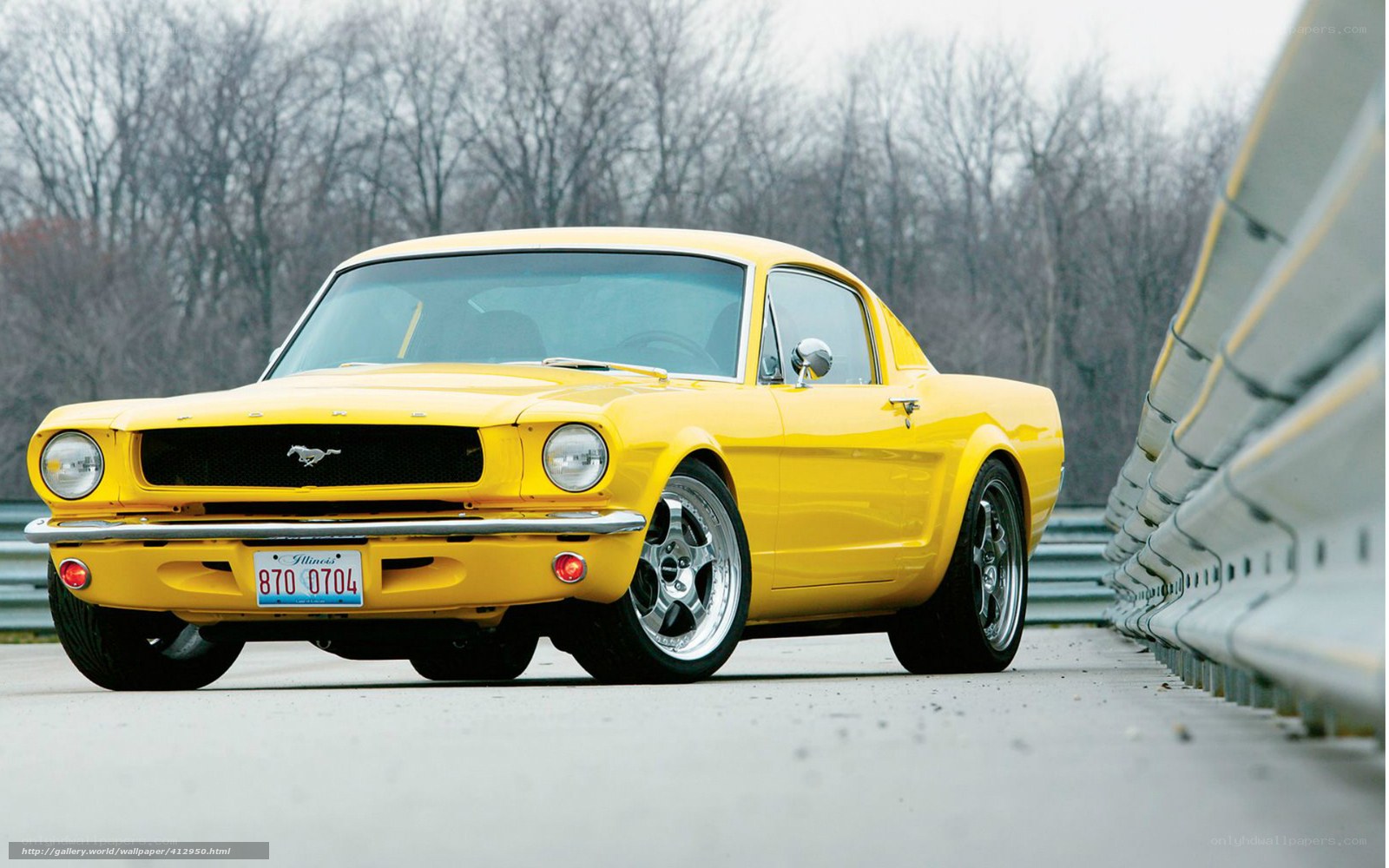 Yellow classic Mustang car