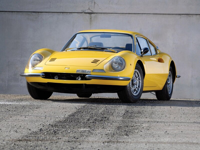 Yellow classic sports car