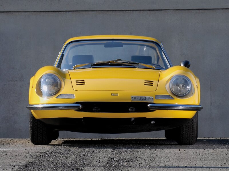 Yellow classic sports car